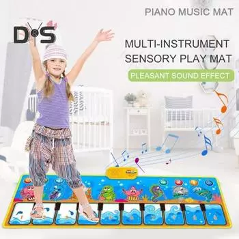 Коврик для пианино для малышей с музыкальными инструментами, звуки животных, динозавров, детский музыкальный танцевальный игровой коврик, обучающий коврик для мальчиков и девочек, клавиатура пианино A