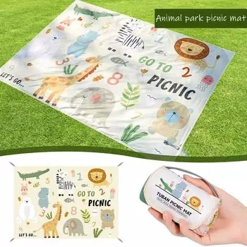 Коврик для пикника Animal World 145*210 см, портативный пляжный коврик, водонепроницаемый и непроницаемый для песка, сверхлегкий складной коврик для кемпинга на берегу моря One Size