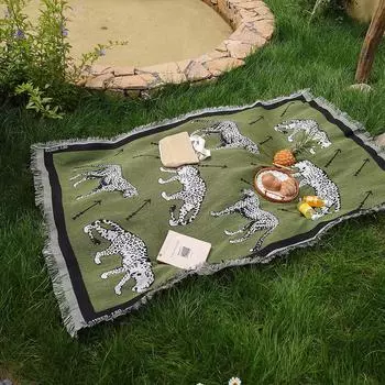 Коврик для пикника Cheetah Knitting Camping, портативный, для путешествий, походов, пылезащитный коврик для скатерти, мягкий, для дивана, одеяла, для пикника на открытом воздухе 130x180cm