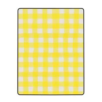 Коврик для пикника водонепроницаемый желтый сетчатый принт складной утолщенный кемпинговый плед для использования на открытом воздухе