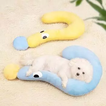 Коврик для питомца Подушка для питомца Собака Вопросительный знак U-образная Подушка Четыре сезона Универсальная подушка для шеи Спящая кошка Маленькая подушка S жёлтый