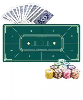 Коврик для покера на 8 игроков, игровой коврик для покерного стола, резиновый коврик, резина S.fields.inc 4080 см (зеленый) зелёный