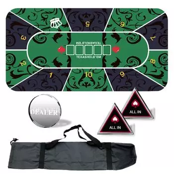 Коврик для покера SALUDABLE 120 см 60 см Техасское казино с сумкой для хранения Холдем (зеленый) зелёный
