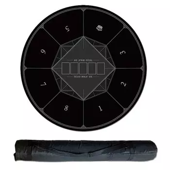 Коврик для покера SALUDABLE круглый 120 см, казино, техасский стол с сумкой для хранения, холдем (черный) чёрный