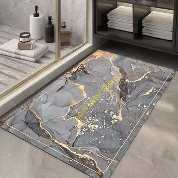 Коврик для пола Diatom Mud Light Luxury Air для ванной комнаты, противоскользящий коврик, мраморный абсорбирующий коврик для ванной комнаты 50 * 80Cm