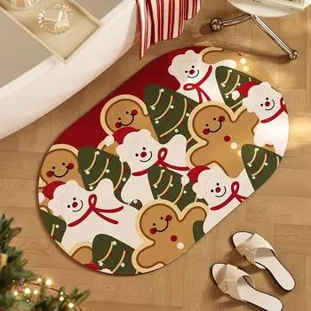 Коврик для пола Diatom Mud, Рождественский коврик для туалетной двери, противоскользящий, впитывающий, коврик для ног, быстросохнущий коврик для душа в ванной 50 * 80Cm