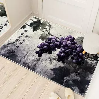 Коврик для пола для дома Коврик для двери Современный ковер с изображением старинных фруктов Впитывающий противоскользящий коврик Пылезащитный ковер 40 * 60CM crystal velvet