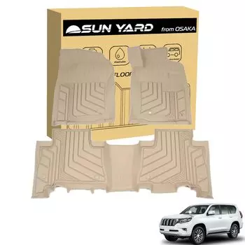 Коврик для пола для модели автомобиля Toyota Land Cruiser Prado 150, серия [SunYard], бежевый, дизайн, водонепроницаемый, (бежевый, [5/7-местный] бежевый