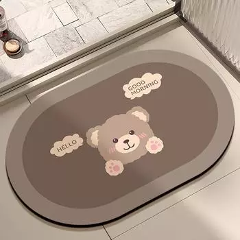 Коврик для пола из диатомовой грязи с рисунком из мультфильма, коврик для ванной комнаты, прочный впитывающий противоскользящий коврик для двери унитаза 50 * 80cm