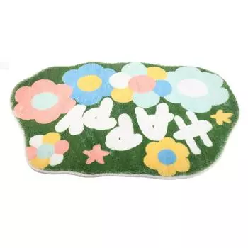 Коврик для пола из искусственного кашемира с изысканным милым цветочным узором, нескользящий, впитывающий воду коврик для ванной A зелёный