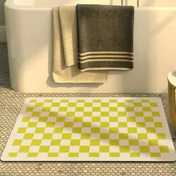 Коврик для пола из мягкой диатомовой грязи в шахматном порядке для ванной комнаты, двери ванной комнаты, быстросохнущий, впитывающий, нескользящий коврик для дома, ковер 40*60cm