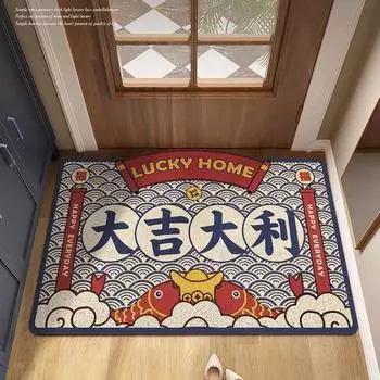Коврик для пола из шелка в китайском стиле с рисунком из мультфильма, грязеотталкивающий коврик для ног, нескользящий коврик для входа в дом 40CM*60CM
