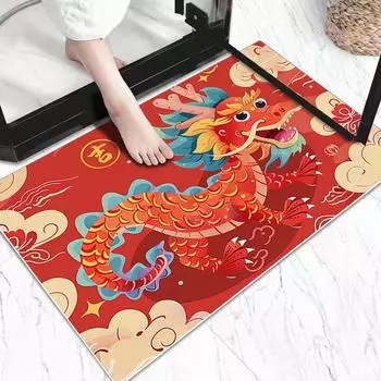 Коврик для пола Коврик для двери Коврик для двери Красный дракон Год гостиной Нескользящий коврик Большая площадь Все Магазин Домашний Коврик 40*60cm