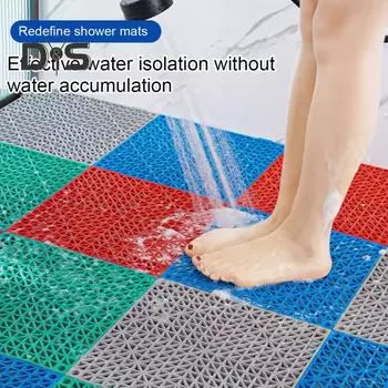 Коврик для пола кухни с ажурным узором из саржи, без запаха, гибкий, легко устанавливаемый, большой коврик для душа внутри душа, коврик для ванной с легким сливом серый