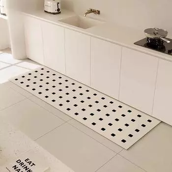 Коврик для пола кухни Впитывающий специальный ковер Нескользящий Быстросохнущий Диатомовый Грязевой Коврик для ног Узор в клетку Легкий Роскошный Высококачественный Ковер 50x80cm