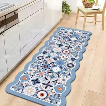 Коврик для пола на кухне, коврик для ног у входа, длинный коврик для двери, ковер в этническом стиле, бытовой впитывающий коврик 40 * 60cm