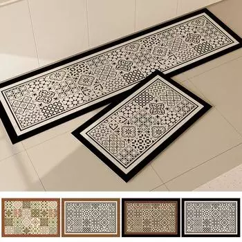 Коврик для пола на кухне, коврики для ног, нескользящие коврики для ванной комнаты, ретро-стиль, кристальный бархатный ковер, впитывающий коврик для гостиной, коврик для спальни S 40x60cm