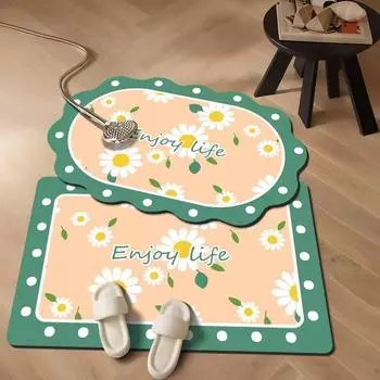 Коврик для пола с цветочным узором Dopamine для ванной комнаты, впитывающий нескользящий, быстросохнущий, с диатомовой грязью, коврик для пола для дома, коврик для двери 30 * 50 (diatom mud)