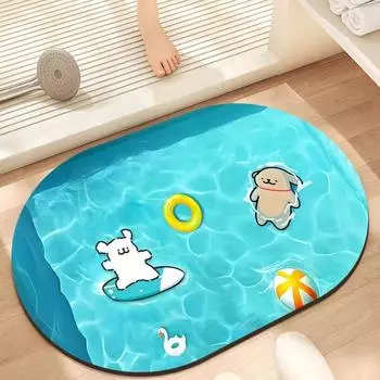 Коврик для пола с изображением мультяшной собаки, для ванной комнаты, туалета, водонепроницаемый, быстросохнущий, мягкий, для ног, простой в использовании, нескользящий коврик для двери 30*50