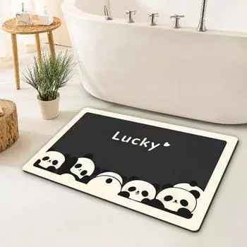 Коврик для пола с изображением мультяшной панды из диатомовой грязи для ванной комнаты, коврик для двери в ванную комнату, устойчивый к грязи, впитывающий воду и противоскользящий коврик для ног 50*80cm