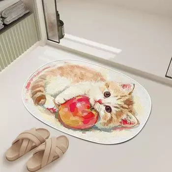 Коврик для пола с изображением животных из мультфильма, имитация кашемира, коврик для входной двери, спальня, ванная комната, впитывающий туалет, милый ковер, домашний коврик 40 * 60CM Crystal Velvet