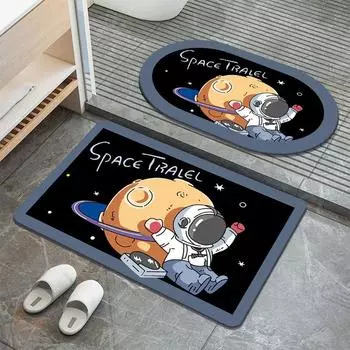 Коврик для пола с рисунком астронавта из диатомовой грязи, бытовой коврик для двери, впитывающий нескользящий коврик для ванной комнаты, быстросохнущий грязный коврик для ног 40 * 60cm