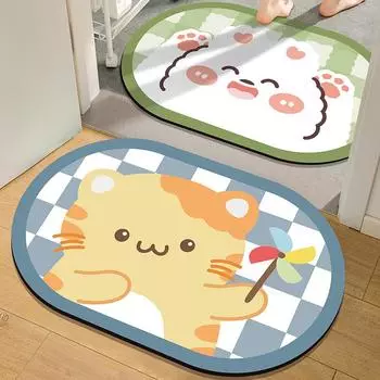 Коврик для пола с рисунком из мультфильма, туалетный диатомовый ил, мягкий впитывающий коврик для ног, туалет, ванная комната, дверь, нескользящий ковер, бытовая ванная комната 40Cm 60cm