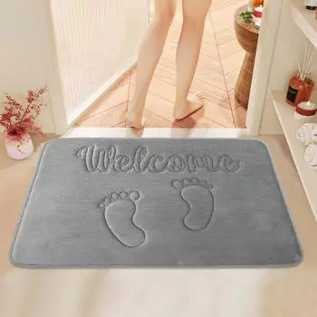 Коврик для пола с вышитым рисунком стопы, современное плюшевое одеяло для ванной из полиэфирного волокна, плюшевый прямоугольный противоскользящий и впитывающий коврик для пола 400MMx600MM