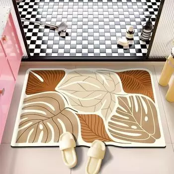 Коврик для пола в форме абстрактного цветка из диатомовой грязи для ванной комнаты, впитывающий противоскользящий, быстросохнущий коврик для ног 50 * 80Cm