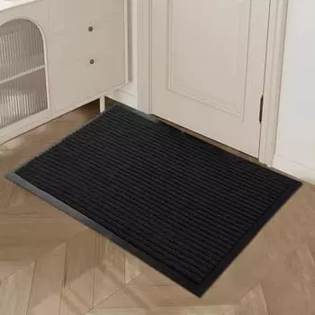 Коврик для пола в полоску, низкий профиль, впитывающий влагу, коврик для двери, противоскользящая основа, превосходная впитываемость, коврик для входа в ванную комнату, кухню S темно-красного