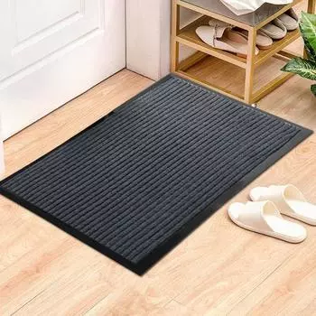 Коврик для пола в полоску, низкий профиль, впитывающий влагу, коврик для двери, противоскользящая основа, превосходная впитываемость, коврик для входа в ванную комнату, кухню S темно-красного