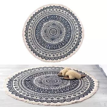 Коврик для пола в стиле скандинавского стиля с шикарным гобеленом синий