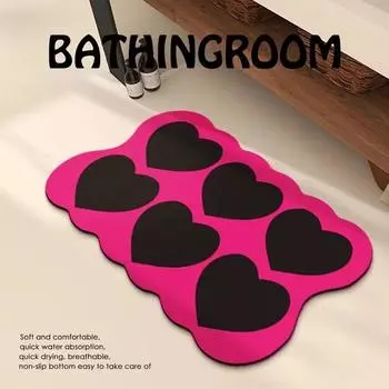 Коврик для пола в ванной комнате Love Коврик для пола в ванной комнате Dopamine Style для ванной комнаты, впитывающий воду, противоскользящий, быстросохнущий, для унитаза 30 * 40Cm