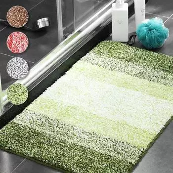 Коврик для пола в ванной комнате, впитывающий противоскользящий коврик для ванной, мягкий и удобный плюшевый коврик для двери, коврик для пола в ванной комнате в спальне 38cmx58cm зелёный