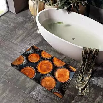 Коврик для пола в ванной с 3D-визуальным рисунком под дерево, впитывающий воду, устойчивый к грязи, износостойкий коврик для ног в ванной, ворсистый коврик из дерева 50 * 80Cm