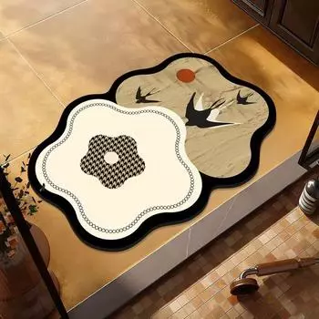 Коврик для пола в виде цветка специальной формы для ванной комнаты, подставка под дверь в туалет, нескользящий, впитывающий, износостойкий коврик для ног, коврик для двери 40 * 60cm [Diatom mud 2.5mm]