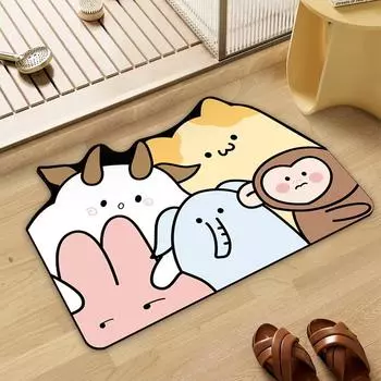 Коврик для пола в виде милого животного в форме инопланетянина, мультяшный коврик для пола в виде диатомовой грязи, поглощающий коврик для ног, коврик для входной двери в туалет 50 * 80Cm