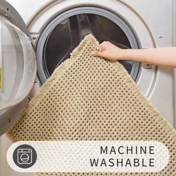 Коврик для пола впитывает влагу, 3D вафельная текстура, коврик для двери, бахрома, противоскользящий, двухслойный, превосходная впитываемость, коврик для прихожей, ванной комнаты, кухни S серый