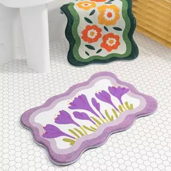 Коврик для пола Yousheng, яркий противоскользящий тканевый коврик для ванной, туалета, впитывающий воду, хозяйственные принадлежности 40x60cm темно-желтого