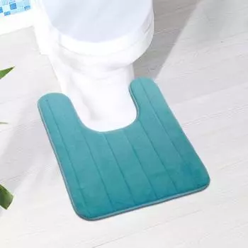 Коврик для пола Yousheng U-образной формы, износостойкий, нескользящий, с супер-впитыванием воды, легко моется, быстро сохнет, коврик для туалета в ванной 1pc темно-синий