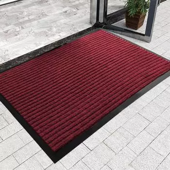 Коврик для пола Yousheng в полоску, низкий профиль, впитывающий влагу, коврик для двери, противоскользящая основа, превосходная впитывающая способность, коврик для прихожей, ванной комнаты, кухни S чёрный