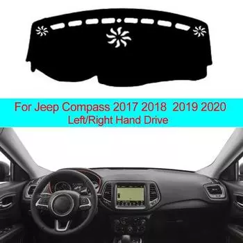 Коврик для приборной панели автомобиля DashMat Dashboard Cover Carpet 2 Layers For Compass 2017 2018 2019 2020 Left Hand Drive чёрный