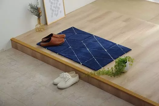 Коврик для прихожей Ikehiko Grasse 55 x 85 см, темно-синий, с геометрическим узором, простой, антибактериальный и дезодорирующий, прибл.. #2045439