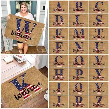 Коврик для прихожей ко Дню независимости Добро пожаловать Коврик ко Дню независимости Устойчивый к пятнам и выцветанию декор Добро пожаловать Наружный коврик Декоративный для дома в помещении One Size
