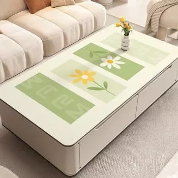 Коврик для приставного стола, масляный и водонепроницаемый кожаный коврик для стола с цветочным рисунком, гостиная, ТВ-шкаф, торцевая скатерть для стола 90*90cm