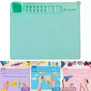 Коврик для рисования, антипригарный силиконовый художественный коврик с чашкой для мытья, детская глиняная доска для рисования граффити своими руками с синий