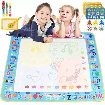 Коврик для рисования Magic Water 100x80 см с многоразовыми волшебными ручками, доска для рисования для детей, рисунок по методу Монтессори 39X31 дюйм