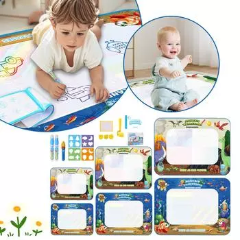 Коврик для рисования на воде 100x80 см с многоразовыми ручками, доска для рисования, игрушка для детей, рисунок в стиле дудл 39x31 дюйм S зелёный