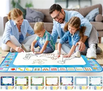 Коврик для рисования на воде 39x31 дюйм Детская картина большого размера Прозрачная вода Повторяющаяся картина на воде Одеяло для рисования One Size