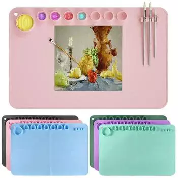 Коврик для рисования Силиконовый коврик для рисованияАнтипригарное искусство Акварельная печать Пигментная палитра Чернила для смешивания Офисные принадлежности